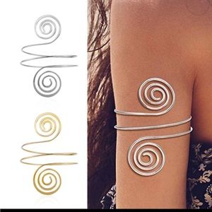 Egyptian Style Silver-tone Swirl Upper Arm cuff